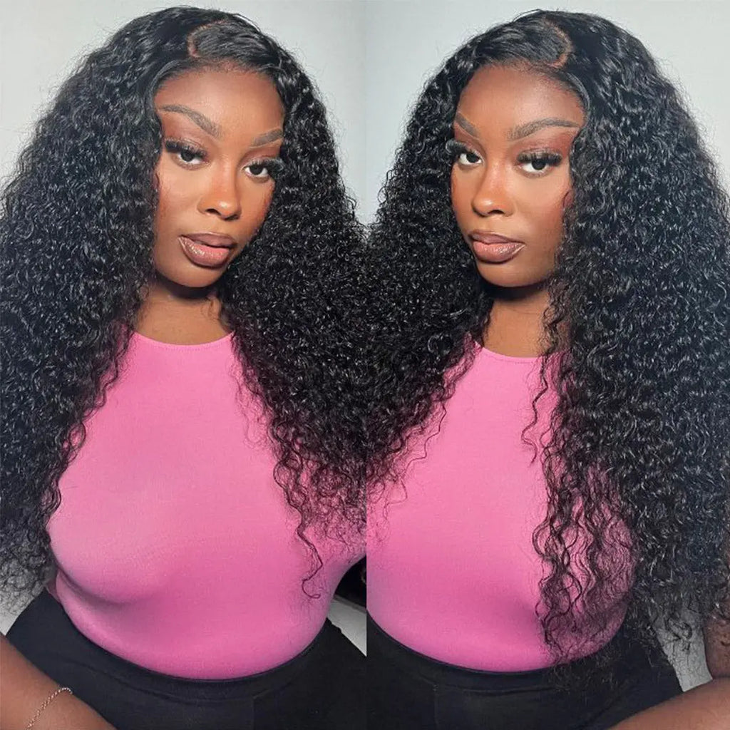 Wear And Go Glueless Thick Fluffy Kinky Curly Human Hair Wigs