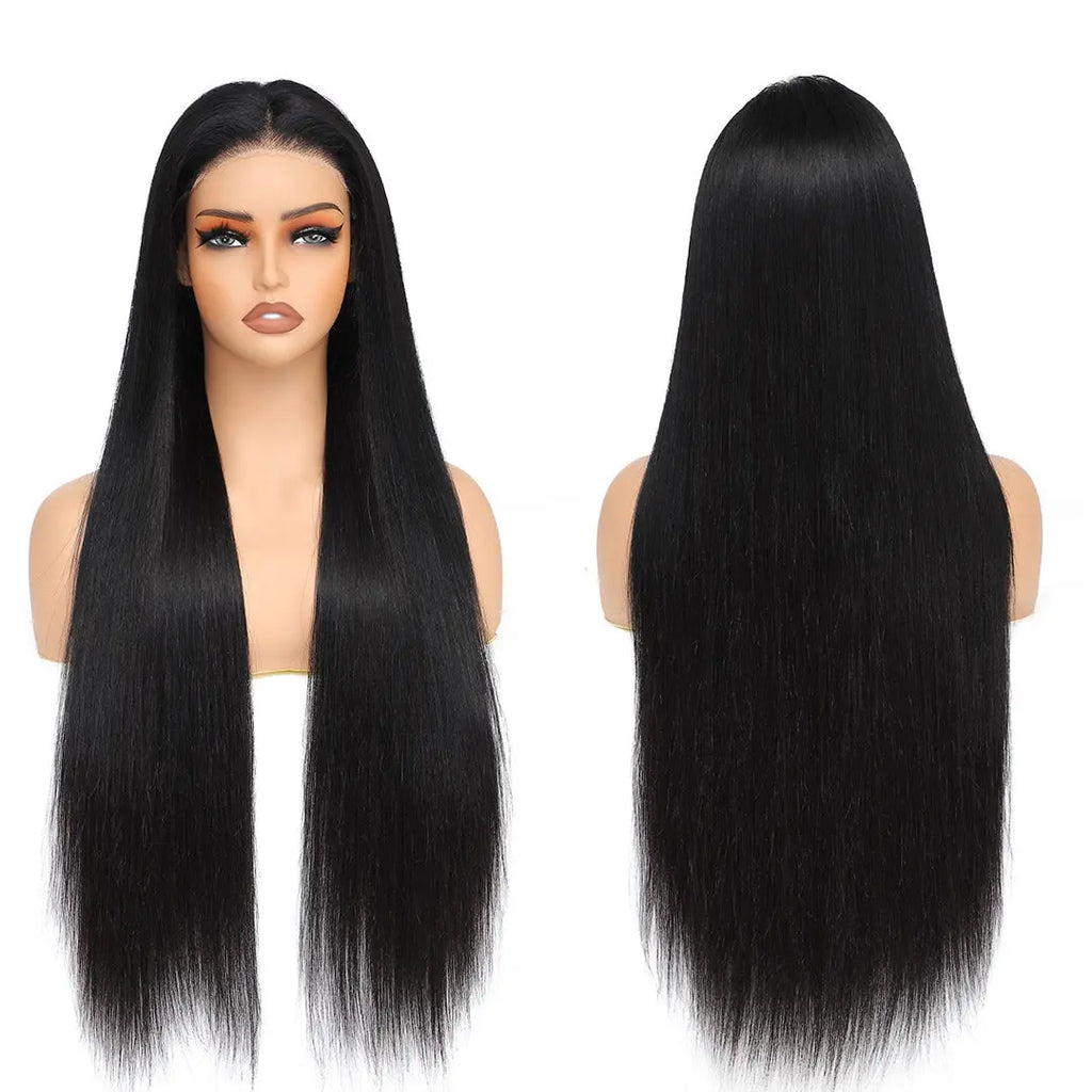 Wear And Go Straight HD Transparent Lace Closure Glueless Wig Human Hair Pre Cut Hairline Natural Black For Woman beaufox hair beaufox hair