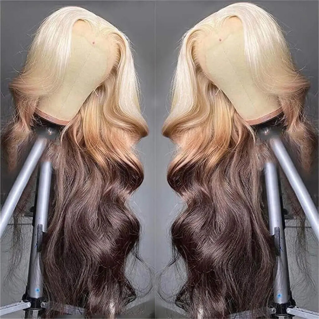 Body Wave 13x4 HD Lace Front Human Hair Wigs Blonde Brown Black Ombre 3 Tones 180% Density Wig beaufox hair beaufox hair